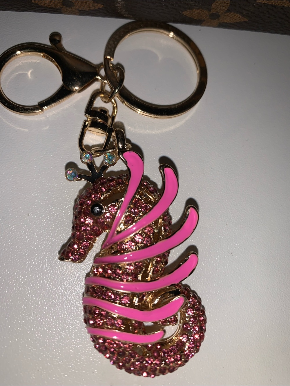 Crystal Seahorse purse/bag charm keychain